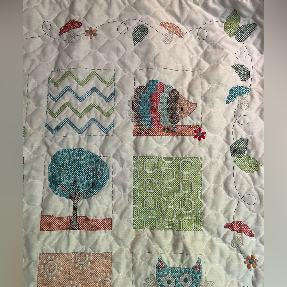 Completed Cross Stitch Baby Quilt - Picture 3 of 5